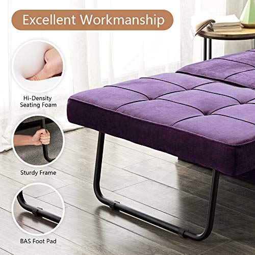 Vonanda Ottoman Sleeper Chair Bed,MidCentury Soft Tufted Velvet