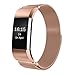 Glink Replacement Bands for Fitbit Charge 2, Stainless Steel Milanese Metal Wristband (5.5”-8.1”), Rose Gold