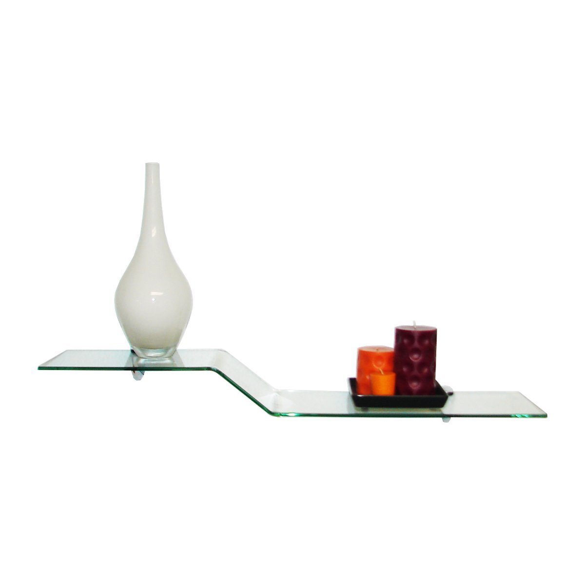 Fab Glass and Mirror Bent Glass Shelf, 30.5"x 8", Clear