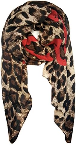 Heart Leoparf Wool Blend Shawl Scarf (Classic Red)