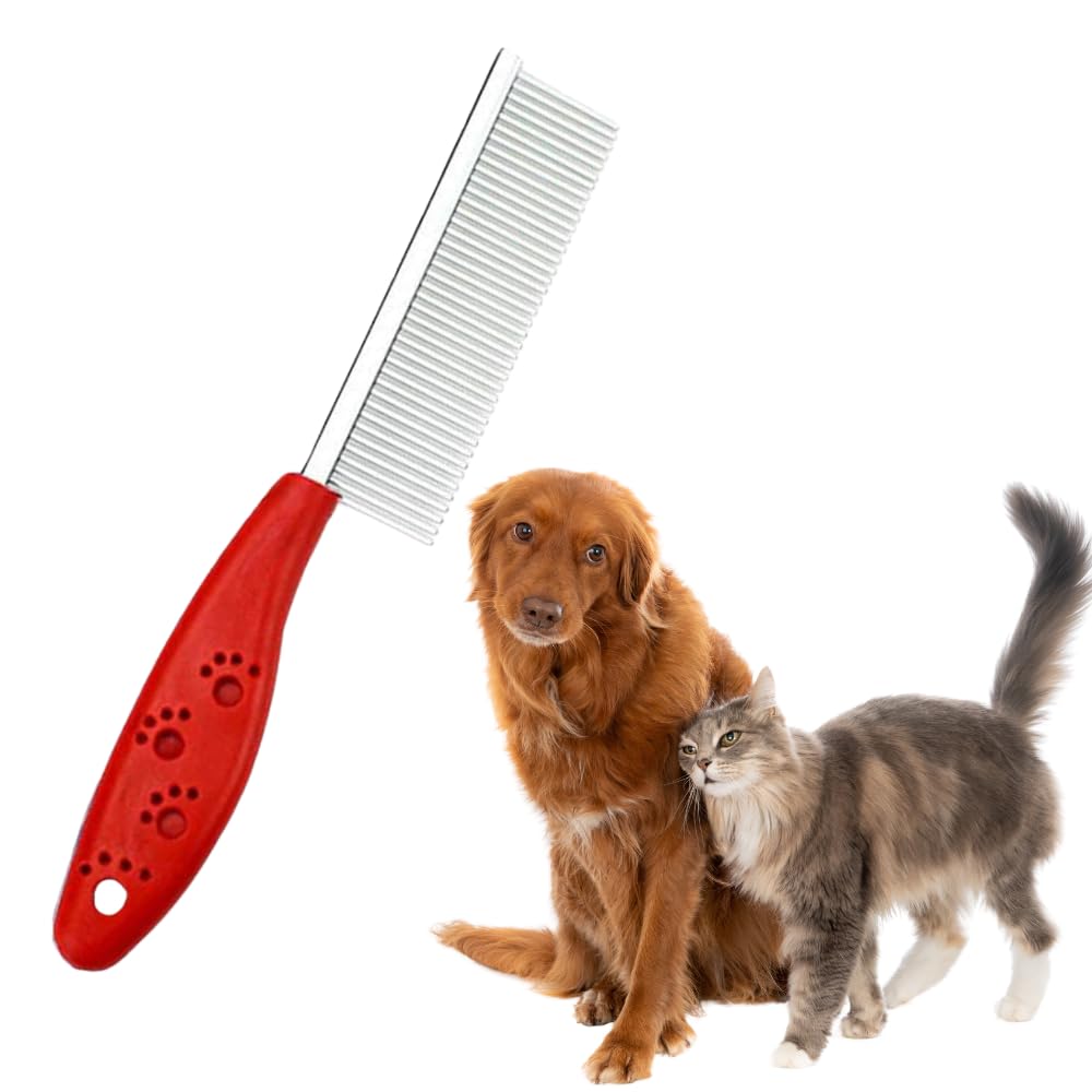 Bahob® 1 Pack Deshedding Tool Pet Comb with Long & Short Stainless Steel Teeth Professional Dog Grooming Comb Removing Matted Fur, Knots & Tangles,Shedding Comb (Random Color)