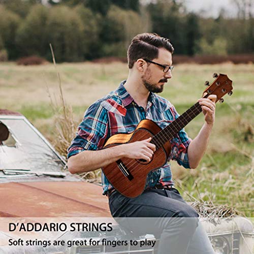 Concert Ukulele, Learn to Play Ukulele 23 inch Bundle with Sapele Gig Bag Tuner Strap Backup String and Instruction Booklet Starter Uke Kit Hawaiian Guitar Professional Tom Ukulele for Beginner