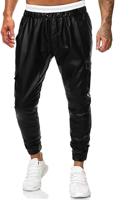 leather track pants mens