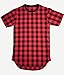 LILBETTER Mens Hip Hop Hiphop Streetwear Tops Side Zipper Plaid Swag Tshirt Style (Red,XL)