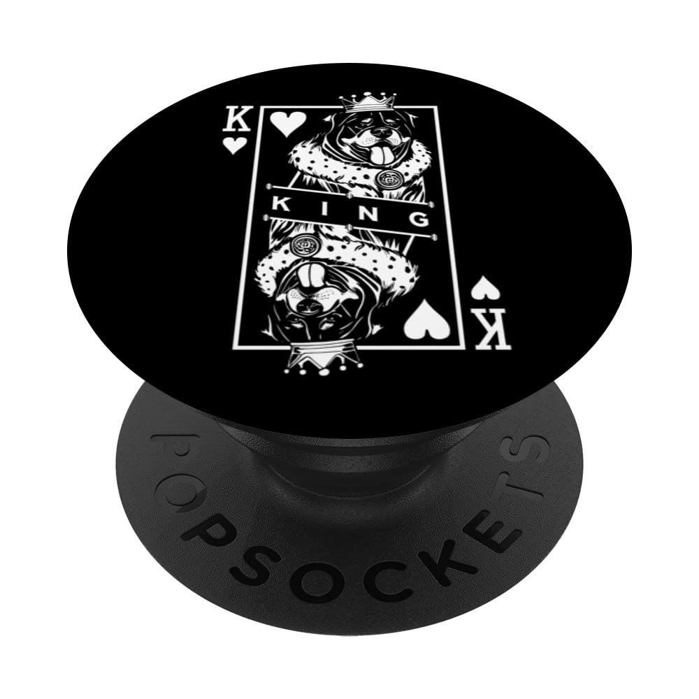Rottweiler King Of Hearts Dog Lover Playing Card Pop Art PopSockets Swappable PopGrip