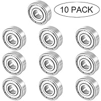 607ZZ 7 x 19 x 6 mm Deep Groove Ball Bearing, 10 Pcs, Metal Shielded Miniature Ball Bearings, Single Row, Fit for Skateboard Bearings, Hand Spinner, Brush Motor, Roller Skates etc. (Pack of 10)