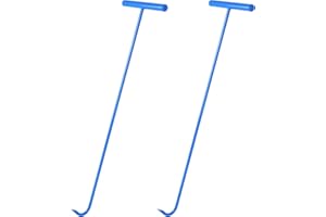 AUTOSwpozo 32" Manhole Cover Hook, Solid Steel Chrome Plated Lifting Hook, Heavy Duty Manhole Hook for Lifting and Moving, Large Handle Utility Handy Hook Lifting Tool, (Single Hook-Blue 2 Pack)