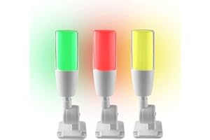 YJINGRUI LED Industrial Signal Tower Light 3 Colors Flash LED 180°C Folding Light with Buzzer Alarm Warning Lamp for CNC Machines Red Yellow Green 100db (DC 24V)