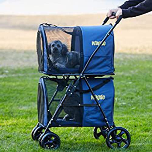 VIAGDO 4in1 Double Pet Stroller For Dogs And Cats, 2 Detachable