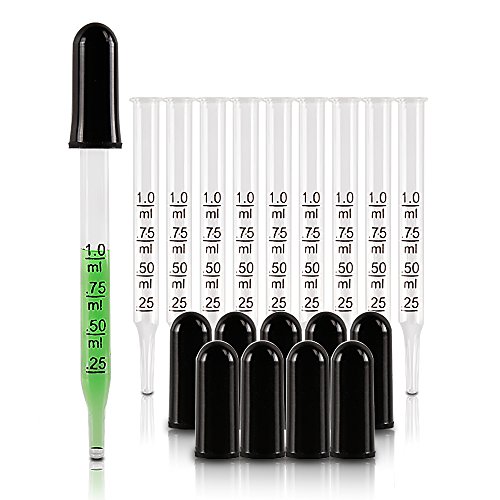 Medicine Dropper 1ml, Teenitor StraightTip Calibrated Glass Medicine Dropper, Glass Dropper