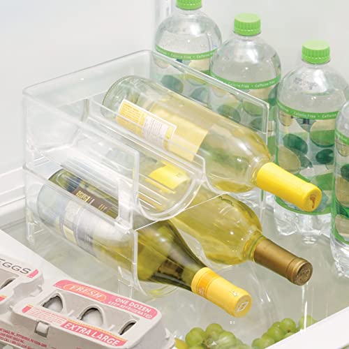 mDesign Stackable Plastic 2 Bottle Refrigerator Wine Rack Kitchen