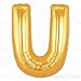 AFTERLOON® 40 Inch Giant Jumbo Helium Foil Mylar Alphabet Balloons for Graduation Anniversary Celebration Bridal Shower Wedding Birthday Party Decorations, Premium Quality, Matte Gold, Letter U