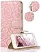iPhone 8 Plus Case,iPhone 7 Plus Wallet Case,FLYEE Premium Flip Wallet Leather [Emboss Flower] Magnetic Protective Cover with Card Slots for iPhone7 Plus iPhone8 Plus 5.5 Inch yahuacha-Pink