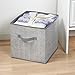 mDesign Large Soft Fabric Closet, Home Storage Organizer Cube Bin Box - Front Handle - Storage for Closet, Bedroom, Furniture Shelving Units - Textured Print, 12.75