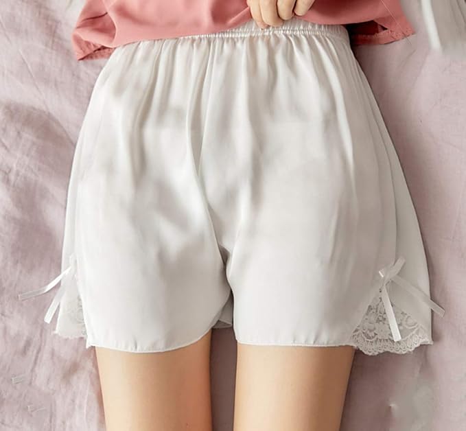 Amazon Longwu ペチパンツ ペチコート タップパンツ 裾レース レーヨン サラサラとした生地 セクシー 透けない 見せパン インナー フレアパンツ ウエストゴム 下着 部屋着 ペチコート ペチパンツ 通販