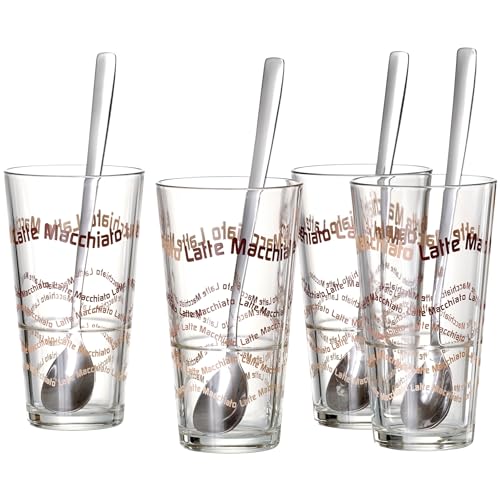 Ritzenhoff & Breker Latte Macchiato Gläser-Set Sana | 40-teilig | 20 Kaffeegläser mit Löffeln | 370 ml
