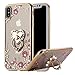 iPhone X Case Ring Holder, Miniko(TM) Soft Slim Bling Rhinestone Floral Crystal TPU Plating Rubber Glitter Case Cover with Detachable 360 Finger Kickstand Bling Ring Holder for iPhone X Gold