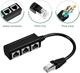Gezezuee RJ45 Ethernet Splitter 1 to 3 Adapter Cat5e Cat6 Cat7 LAN Cable Black view 4