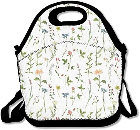 Marvin Conrad Spring Season Themed Watercolors Painting Of Herbs Flowers Botanical Garden Artwork Lunch Bag Tote For School Work Outdoor