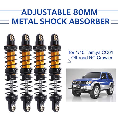 4pcs Adjustable 80mm Metal Shock Absorber Damper for 1/10 CC01 RC Crawler Off-Road Car