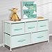 mDesign Extra Wide Dresser Storage Tower - Sturdy Steel Frame, Wood Top, Easy Pull Fabric Bins - Organizer Unit for Child/Kids Bedroom or Nursery - Chevron Zig-Zag Print - 5 Drawers - Mint/White