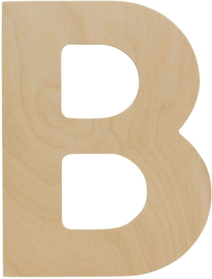 Wooden Letters B Unfinished 8 x 6 Inch Decorative Craft
