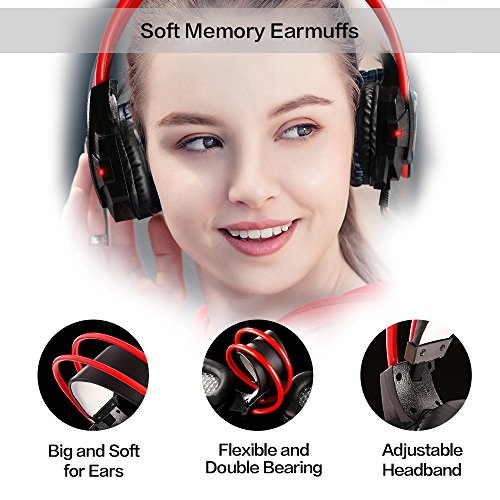 image for inphic Wired Gaming Headset with Mic and LED for PS4, PC, Xbox One Con