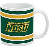 North Dakota State NDSU Stripes Ceramic Coffee Mug, Novelty Gift Mugs for Coffee, Tea and Hot Drinks, 11oz, White