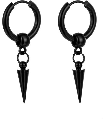 アクセサリー dangling hoop pierce Amazon.com: Punk Cross Spike Dangle Huggie Hoop Earrings for Men