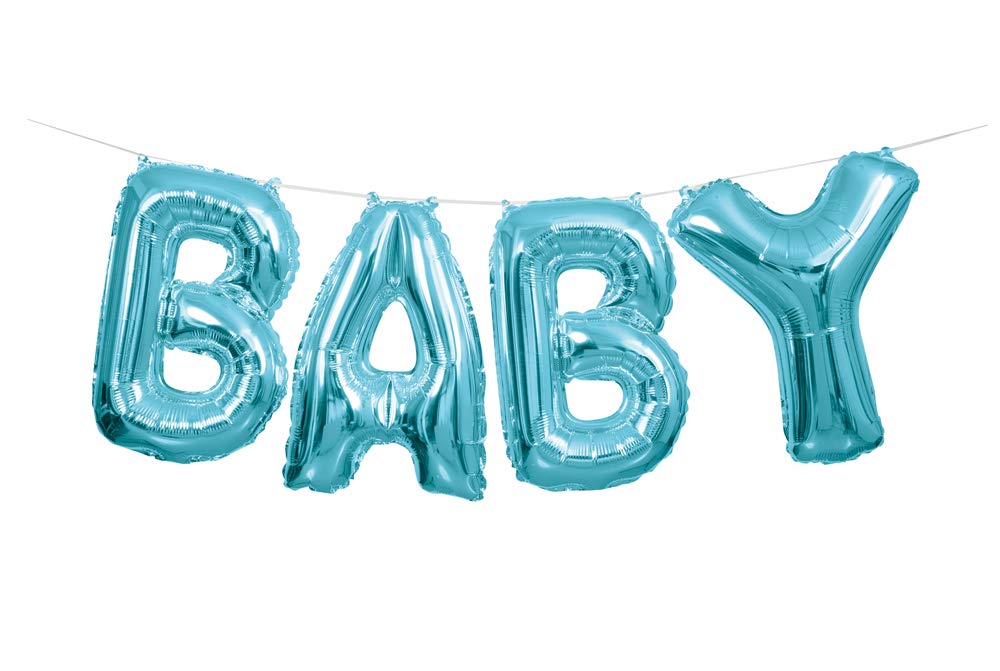 Shimmering Blue Baby Letter Foil Balloon Banner Kit (35cm) 1 Set - Perfect for Parties and Events