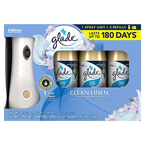 Glade Automatic Spray Clean Linen: 1 Automatic Spray Unit; 2 AA Batteries; 3 Refills, 6.2 oz Each, T - //coolthings.us