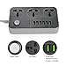 NEXGADGET 3-Outlet 6 USB Charging Ports（2500W, 10A MAX） Power Strip Surge Protector Smart Charging Station with 6.56ft Cord for Office Hotel Nightstand Home and Travel