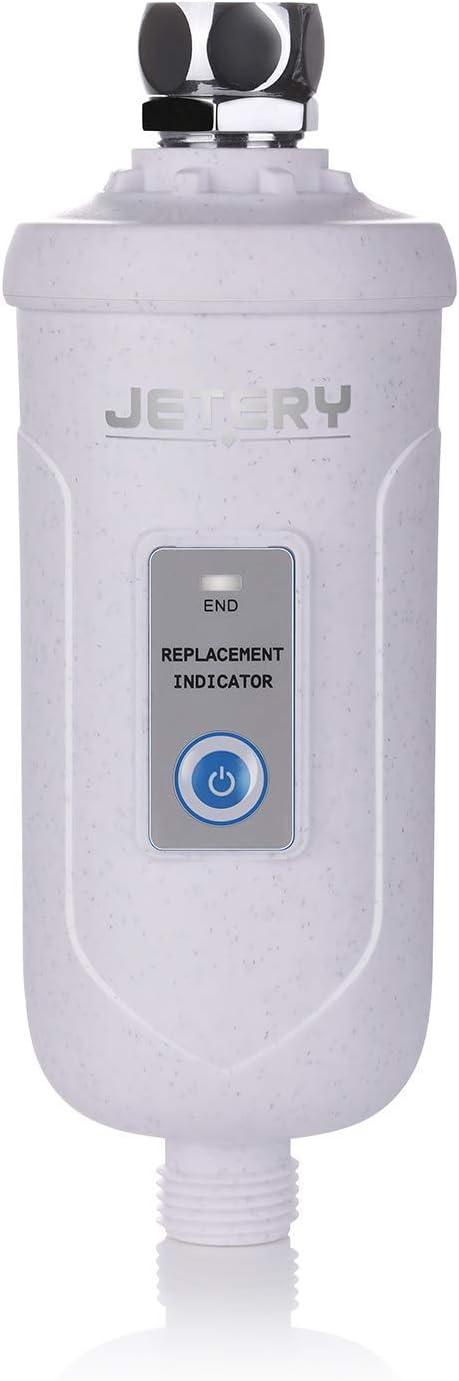 Shower Water Filter 8000 Gallons, JETERY Filtration Filtered Over 99% Chlorine, Impurities & Unpleasant Odors - Care Baby, Skin and Hair - for Any Shower Head, Fixed, Rain and Handheld