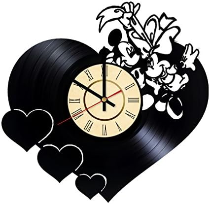 Mickey and Minnie Mouse Love Vinyl Record Wall Clock - Get unique bedroom wall art décor - Gift ideas for friend,children– Unique kids art design