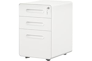 YITAHOME 3-Drawer Rolling File Cabinet, Metal Mobile File Cabinet with Lock, Filing Cabinet Under Desk fits Legal/A4 Size for Home/Office, Fully Assembled-White