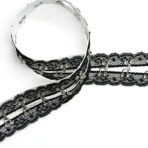 Lace-Covered Riveted Hook & Eye Tape, Made in Italy