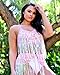 iHeartRaves Sequin Fringe Halter Crop Top (Pink, Large)