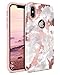 iPhone X Case, iPhone X Marble Case, BENTOBEN Shiny Rose Gold White Marble Design Slim Drop Proof 2 in 1 Hybrid Hard PC Flexible TPU Anti Slip Protective Phone Case for iPhone X - Rose Gold Marble