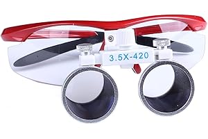 COSPNT 3.5X Binocular Ultralight Loupe Surgery Surgical Magnifier Medical Operation Loupe Glasses for Surgery Angle Adjustable (Red)