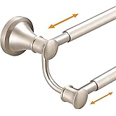 Hoimpro Adjustable Retractable 15-27 Inches Stainless Steel Bathroom Towel Bar, Bathroom Accessories Bath Hotel Double Towel Bar Rod Hanger Wall Mounted Towel Holder Towel Rack, Brushed Nickel