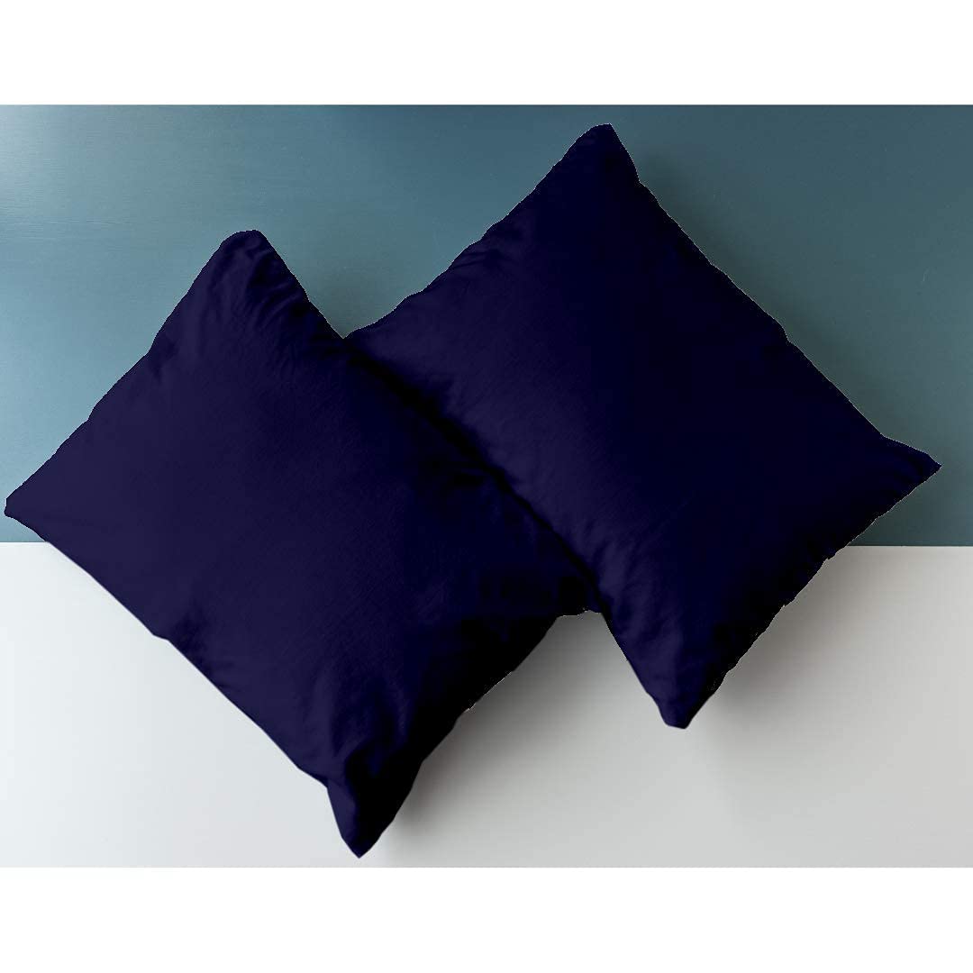Kotton Culture Set Of 2 Pillowcases Egyptian Cotton, 600 Thread Count Envelope Closure Pillow covers King Size 50 X 90 cm, Soft and Breathable - Navy Blue