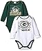 NFL Green Bay Packers Unisex-Baby 2-Pack Long-Sleeve Bodysuits, Green, 12 Months