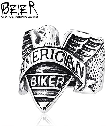 Rainy Today Ring American Biker Eagle Ring Stainless Steel Punk Biker Motorcycle Freedom Eagle Ring Jewelry BR7002 US size 13.0