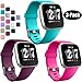 Wepro Bands Compatible with Fitbit Versa/Fitbit Versa 2/Fitbit Versa Lite SE SmartWatch for Women Men, Sports Replacement Wristband Strap for Fitbit Versa Watch, Small, 3Pack, Teal, Peach, Periwinkle
