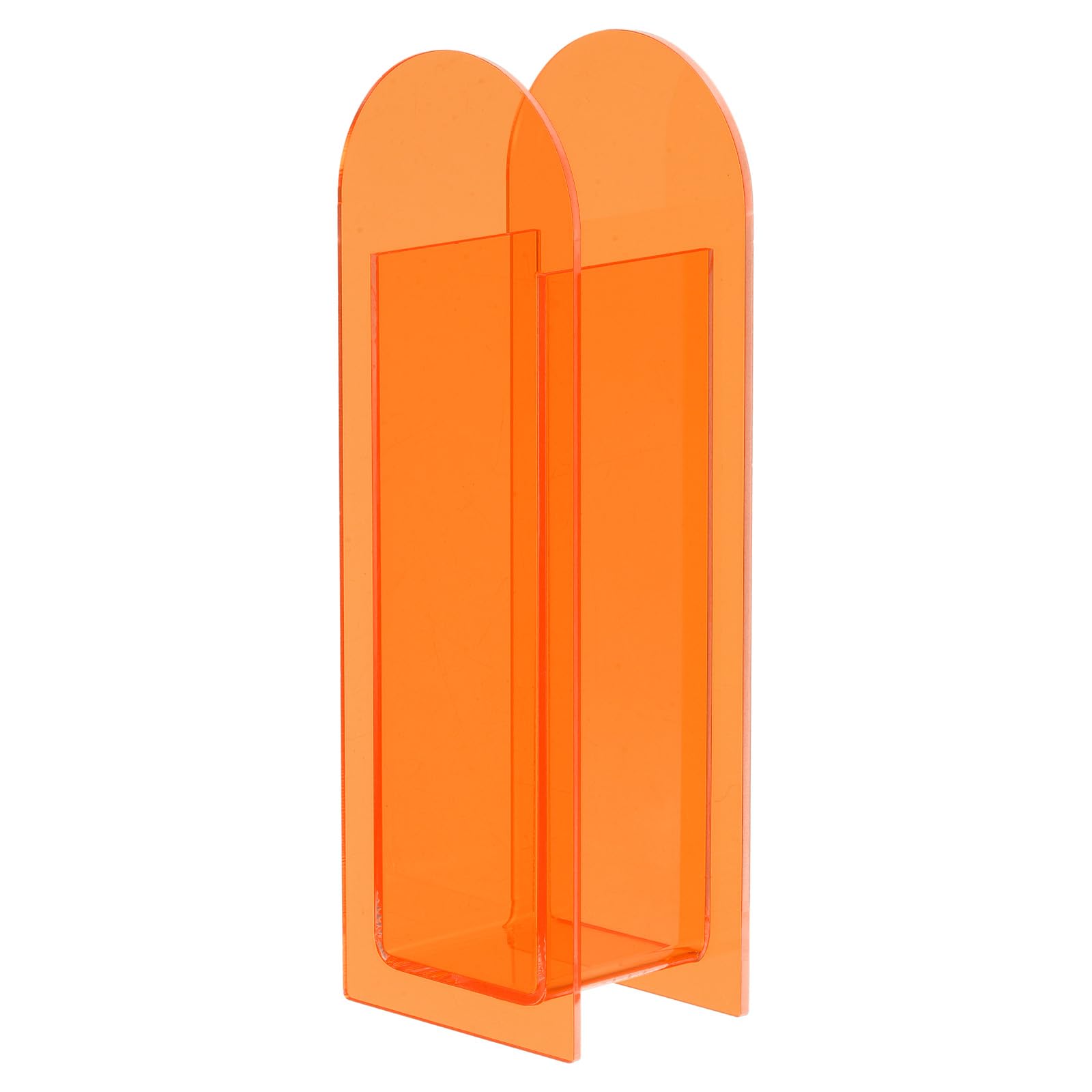 PATIKIL Orange Acrylic Geometric Vase, 5 x 5 x 16 cm / 2 x 2 x 6.3 inch, Clear Arch Acrylic Floral Vase for Table Centerpiece Home Decor