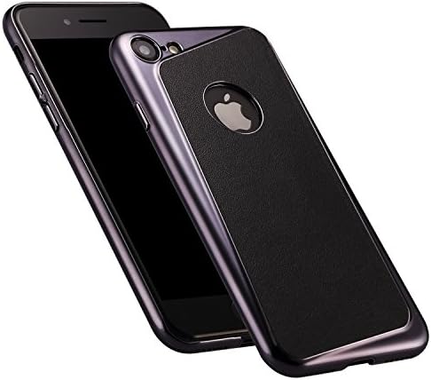 AmazingBull (TM) iPhone 7 (4.7 inch) Ultra-thin PU leather hard case with embedded metallic tablet, nanometer electroplating frame, Special 7 design Apple iPhone 7 (2016) (Black)