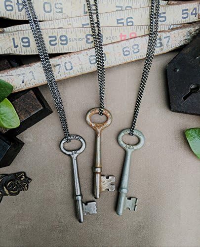 Sargent Skeleton Key Necklace | Gunmetal Steel or Antique Brass Chain | Antique | Vintage | Steampunk | Victorian | Limited #'s!