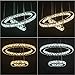 KKMYWAN Modern Crystal Chandeliers Dimmable Round Pendant Lighting with Remote 2 Rings LED Ceiling Hanging Light Fixture for Foyer Dining Room Living Room Bedroom, 3000K/4000K/6000K 15.75”+7.7”