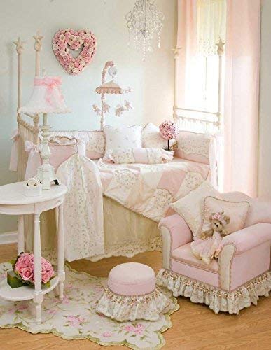 Princess Bed Crown Canopy Crib Baby Nursery Decor Shabby Chic Princess Girl's Bedroom FREE White curtains Vintage inspired Chalk paint SO ZOEY BOUTIQUE SALE