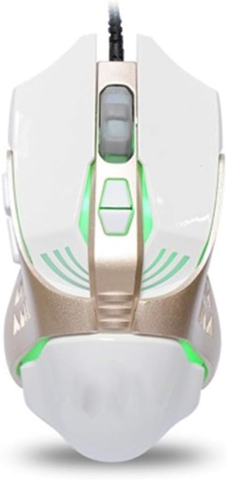 Feeling-one Gaming Mouse, Comfortable Grip USB PC Gaming Mice, USB 7 Buttons 4000 DPI Wired Optical Colorful Backlight Gaming Mouse for Computer PC Laptop,White